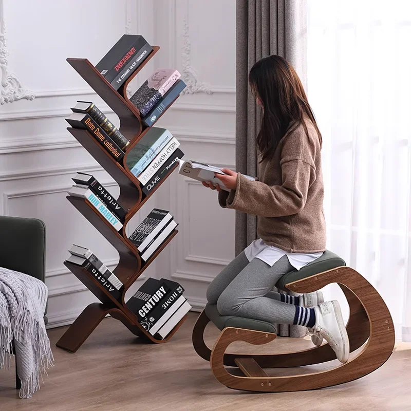 Creative Tree-shaped Bookshelf Floor-standing Solid Wood Magazine Book Shelf Living Room Bookcase Home Bedside Storage Shelf