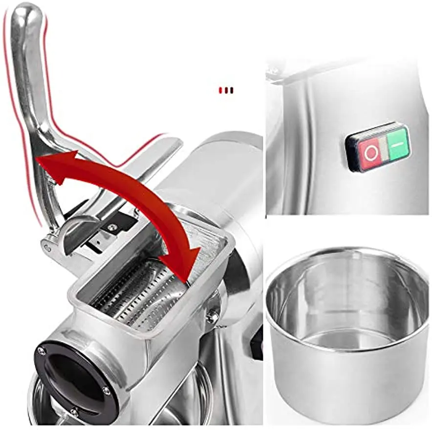 110V Electric Cheese Grater Grinder Slicer Aluminium Alloy 304 Stainless Steel