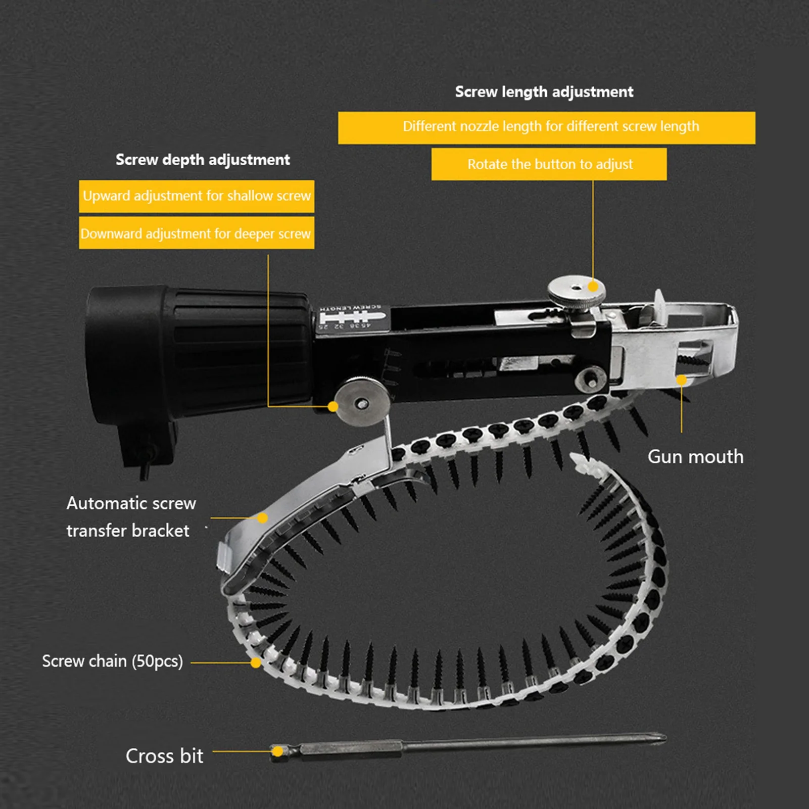 Drill Screw Chain Adapter Automatic Screw Spike Chain Drill Screw Chain Adapter for Electric Drill Attachment Screw Spike Chain 4