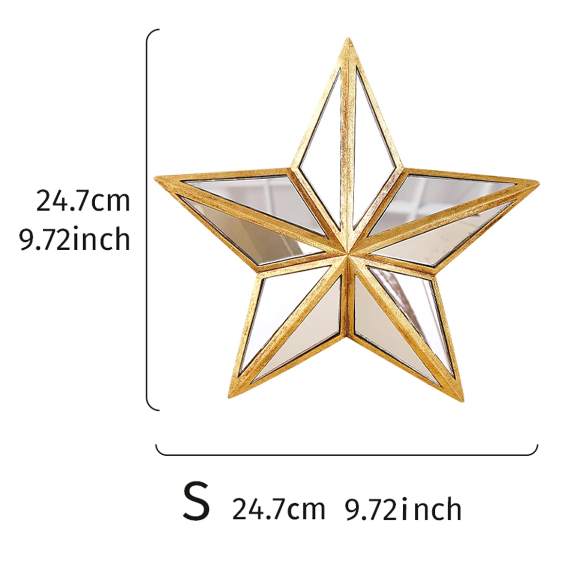 1PC, retro five-pointed star resin material glass mirror wall decoration hanging