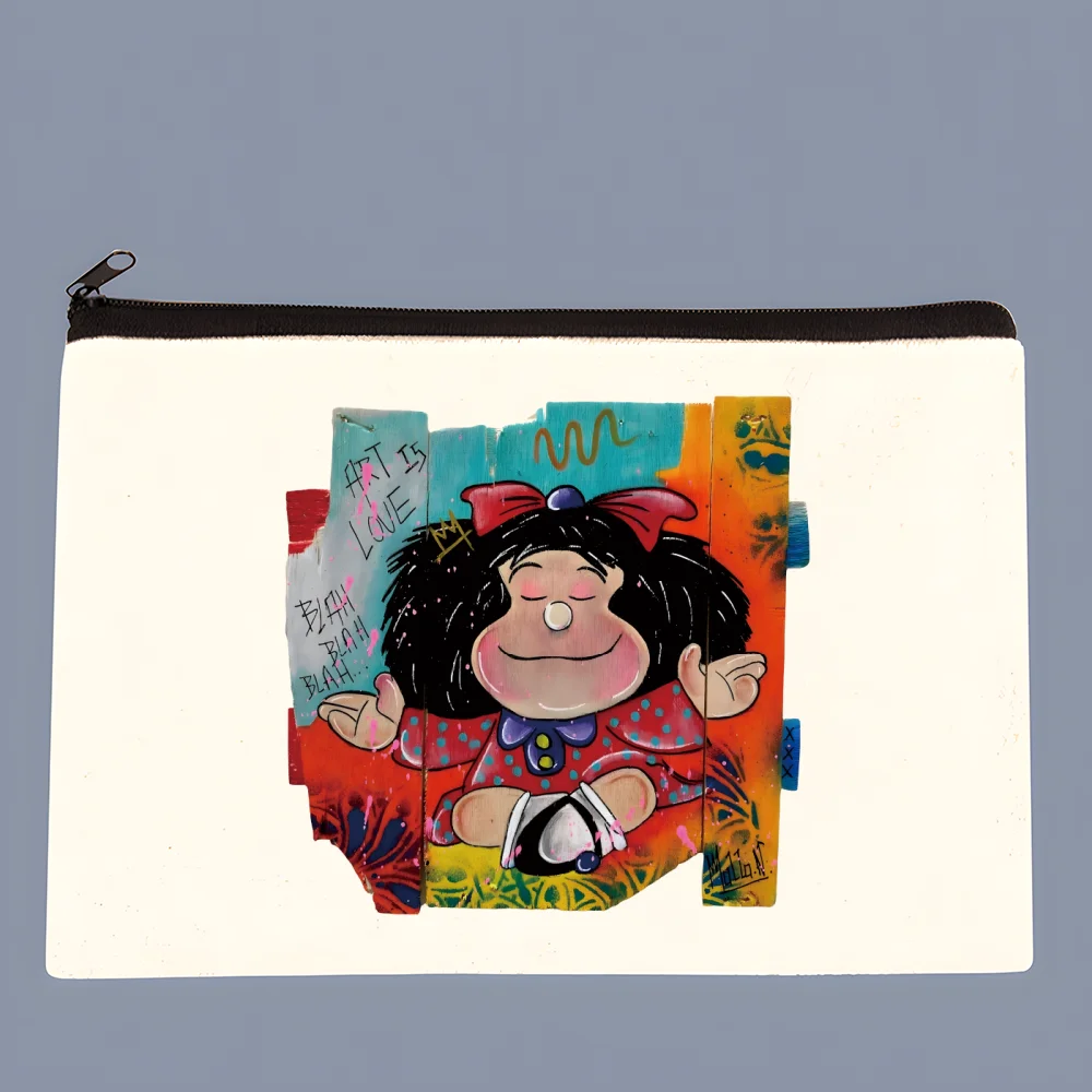Mafalda Comic Ulzzang Cartoon Kawaii Canvas coin purse custompattern storage pouch canvas bag new coin bag key purse