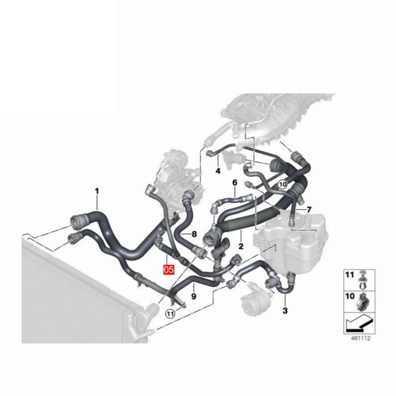 X AUTOHAUX Tubo dell'acqua del refrigerante del radiatore dell'automobile dal serbatoio di espansione 17122754220