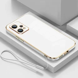 Luxury Shockproof Silicone Back Cover with Square Plating for Realme 9 (Gs6D White)