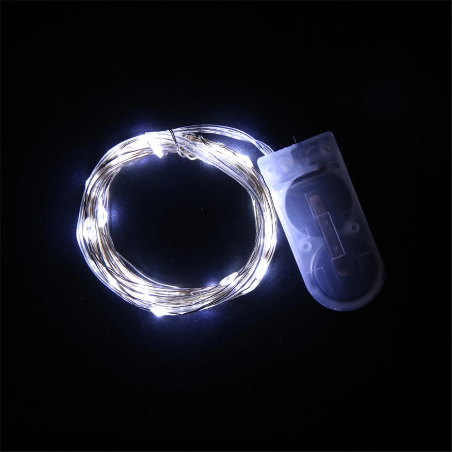 thumbnail image 1 of Guirnalda de luces LED de alambre de cobre, mini guirnalda de 1 m y 2 m con pilas CR2032, para árbol de Navidad, boda, fiesta, regalo, decoración, 1 of 5