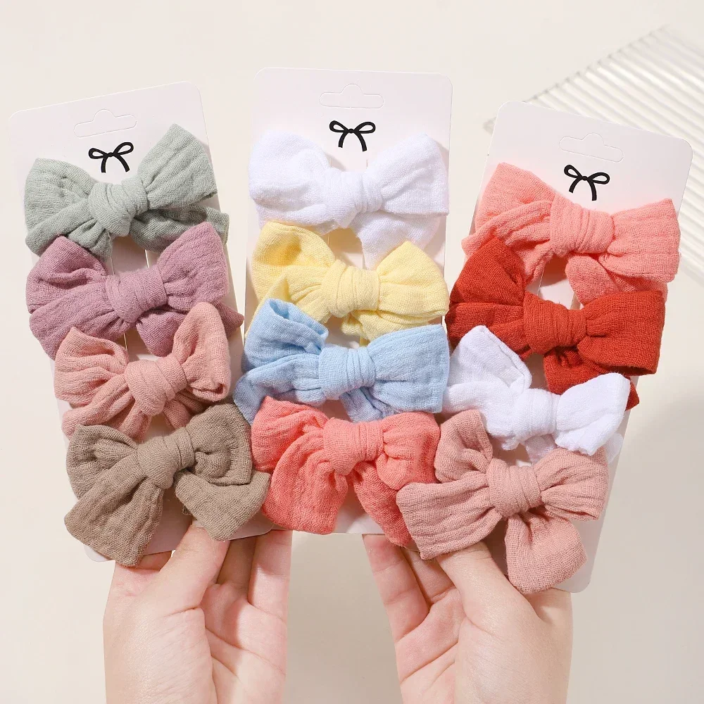 

4Pcs/Set Solid Cotton Hairclips for Kids Soft Bowknot Hairpins Girls Lovely Clips Headwear Boutique Children's Hair Accessories