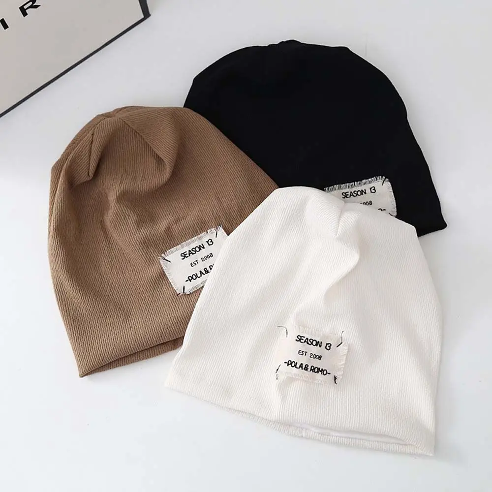 

Elastic Hip hop Summer Spring Korean Style Solid color Men Skull cap Women Beanie Knitted Hat Stacking bonnet