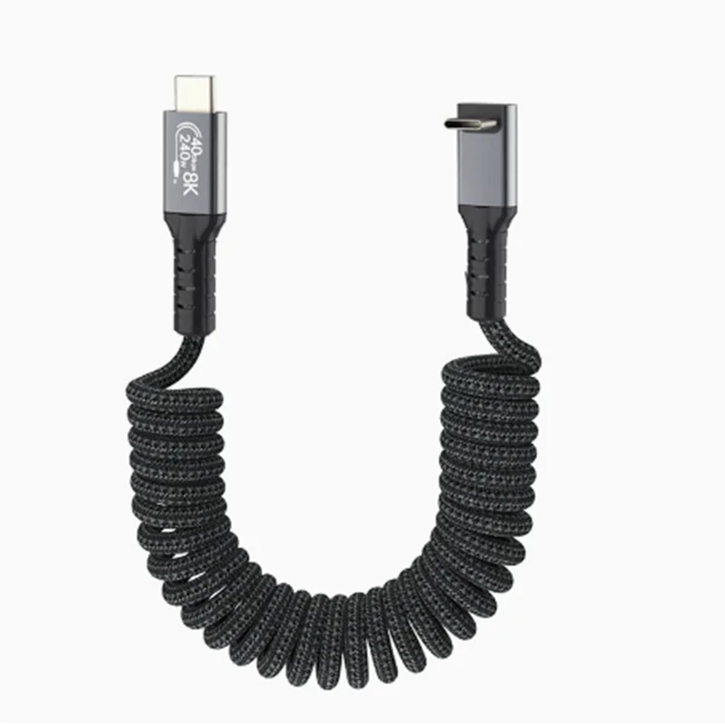Revolutionary 90-Degree USB-C Coiled Cable - High-Speed Data Transfer & Power Delivery