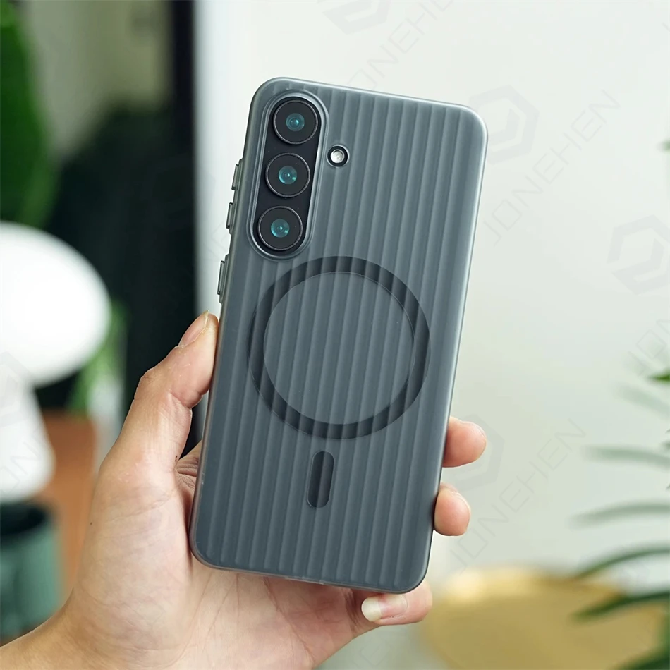 Slim Matte Corrugated Magnetic Wireless Charging Case - Shockproof PC Cover