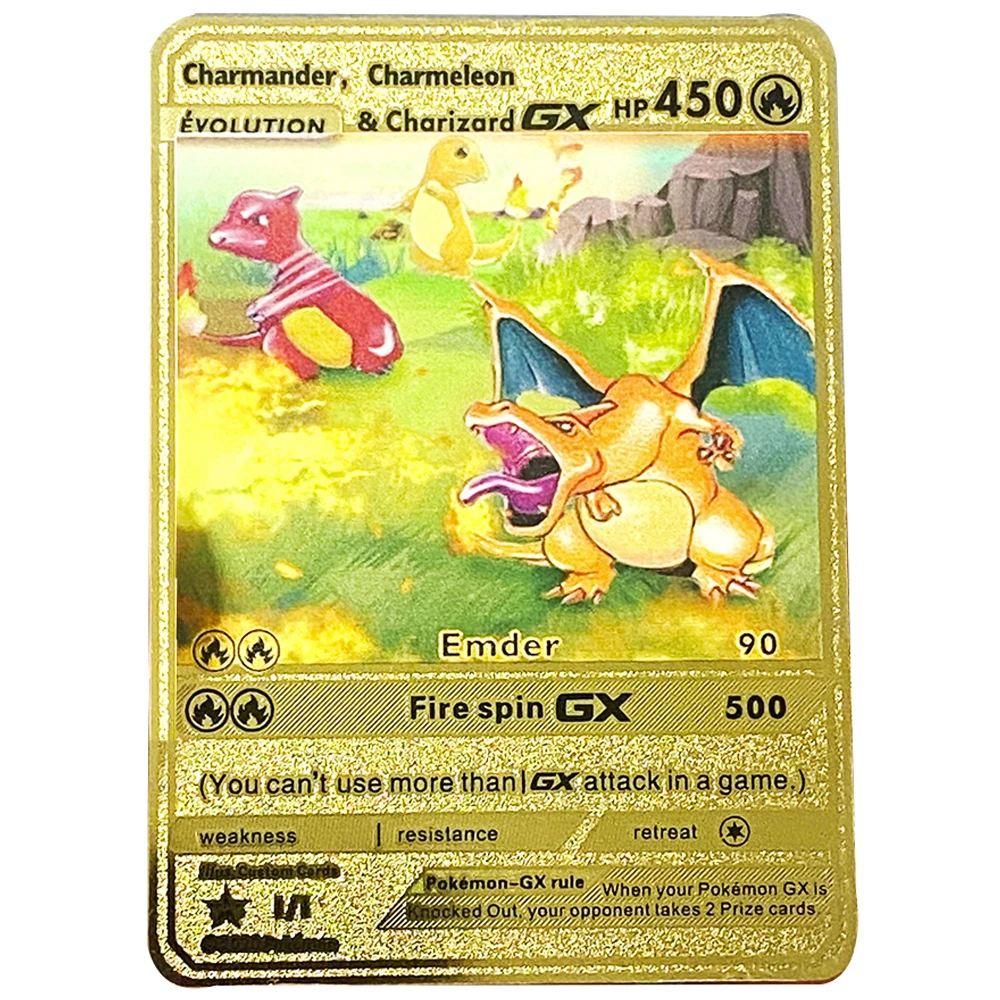 thumbnail image 1 of English 10000 Point Metal Card Vmax Gx Metal Cards Pikachu Charizard Gold Limited Game Collection Card Edition Kids Gift, 1 of 5