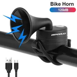 USB Rechargeable 120dB Waterproof Electronic Bicycle Horn (Black)