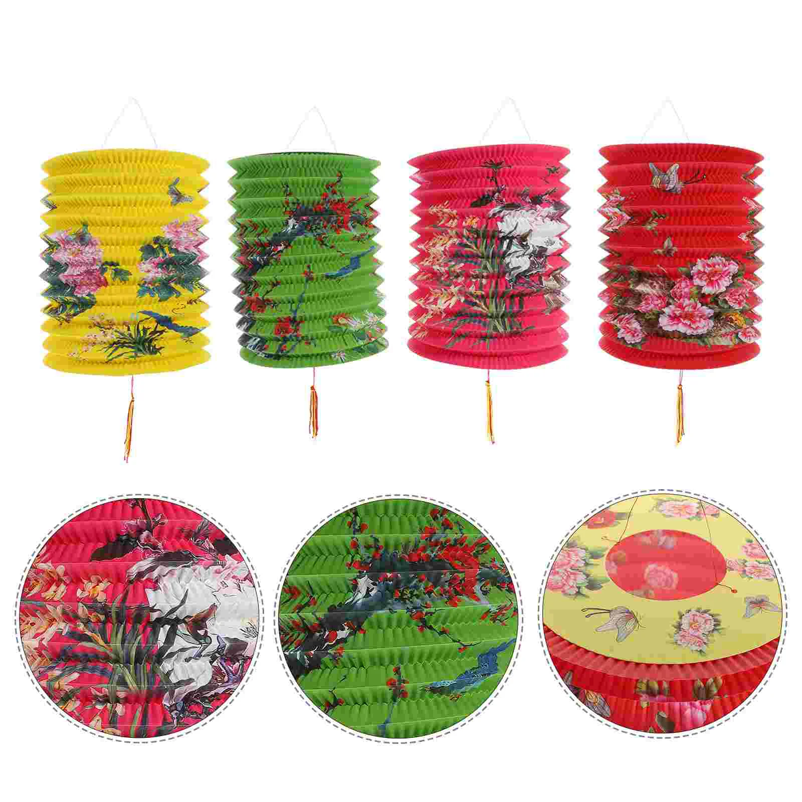 

12 Pcs Organ Paper Lanterns Decor Nice Fold Metal Pin Printed Decoration Hanging Child Decorative