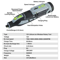 WORKPRO 12V Cordless Rotary Tool Kit Woodworking Engraving Polishing Pen DIY For Jewelry Metal Glass Mini Wireless Drill 2