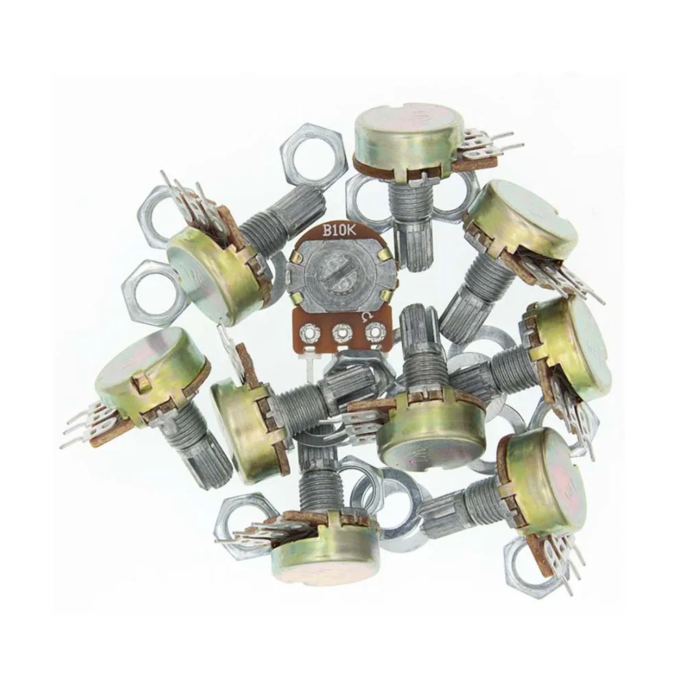 10PCS WH148 15mm 3pin linear potentiometer with nut and washer 1K 2K 5K 10K 20K 50K 100K 250K 1M potentiometer kit