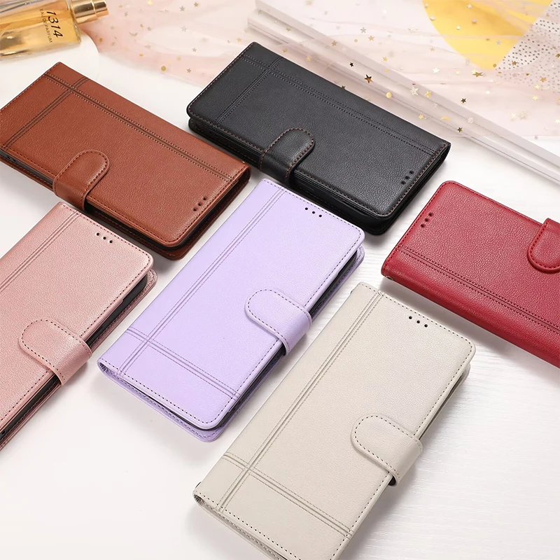 Deluxe Mirror Flip Wallet Case - Leather Cover