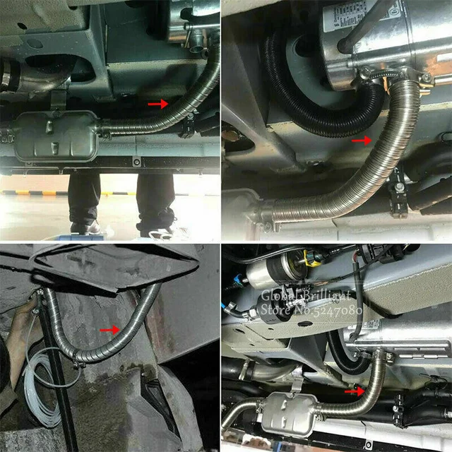 300cm Tuyau D'échappement 25mm Pinces En Acier Inoxydable Ensemble Diesel Chauffage De Stationnement Tuyau Echappement Silencieux 96179459