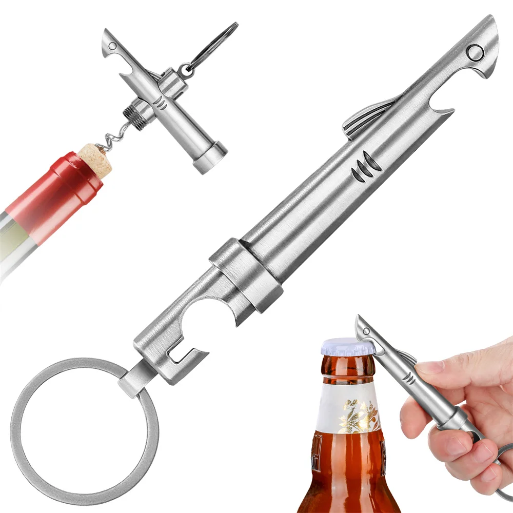 Portable Keychain Corkscrews Wine Bottle Openers Beer Opener Novel Shark Design Handheld Kitchen Bar Tools Gift for Wine Lovers, bottle opener,wine opener