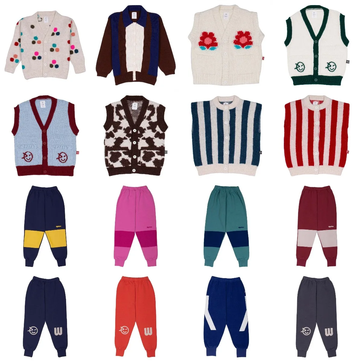 Pants in stock wyn autumn/winter color blocked knitted sweater vest with fleece pants
