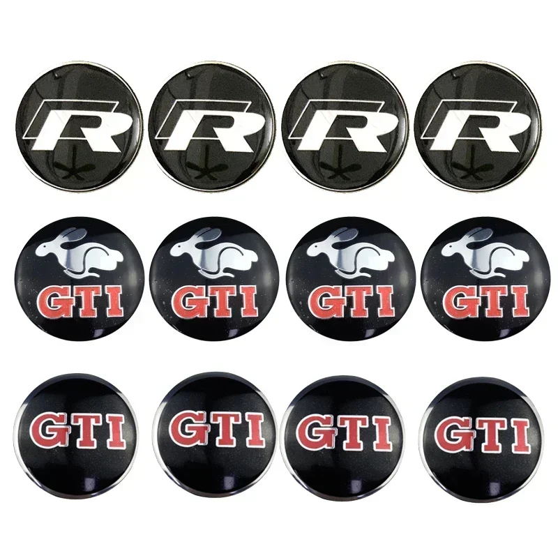 65MM 4개 자동차 휠 센터 스티커 허브 엠블럼 (폭스바겐 RLINE GTI ABT 배지 골프 5 6 7 폴로 파사트 티구안 투아렉 투란 용)