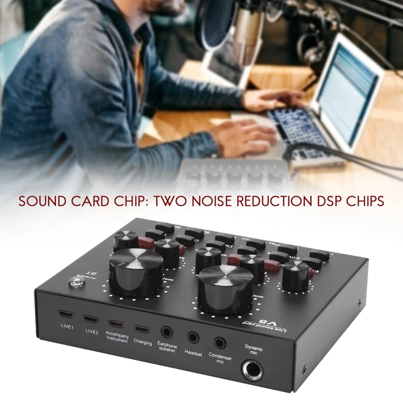 Sound Card Audio Set Interface External Usb Live Microphone Bluetooth Function for Computer Pc Mobile Phone Singin