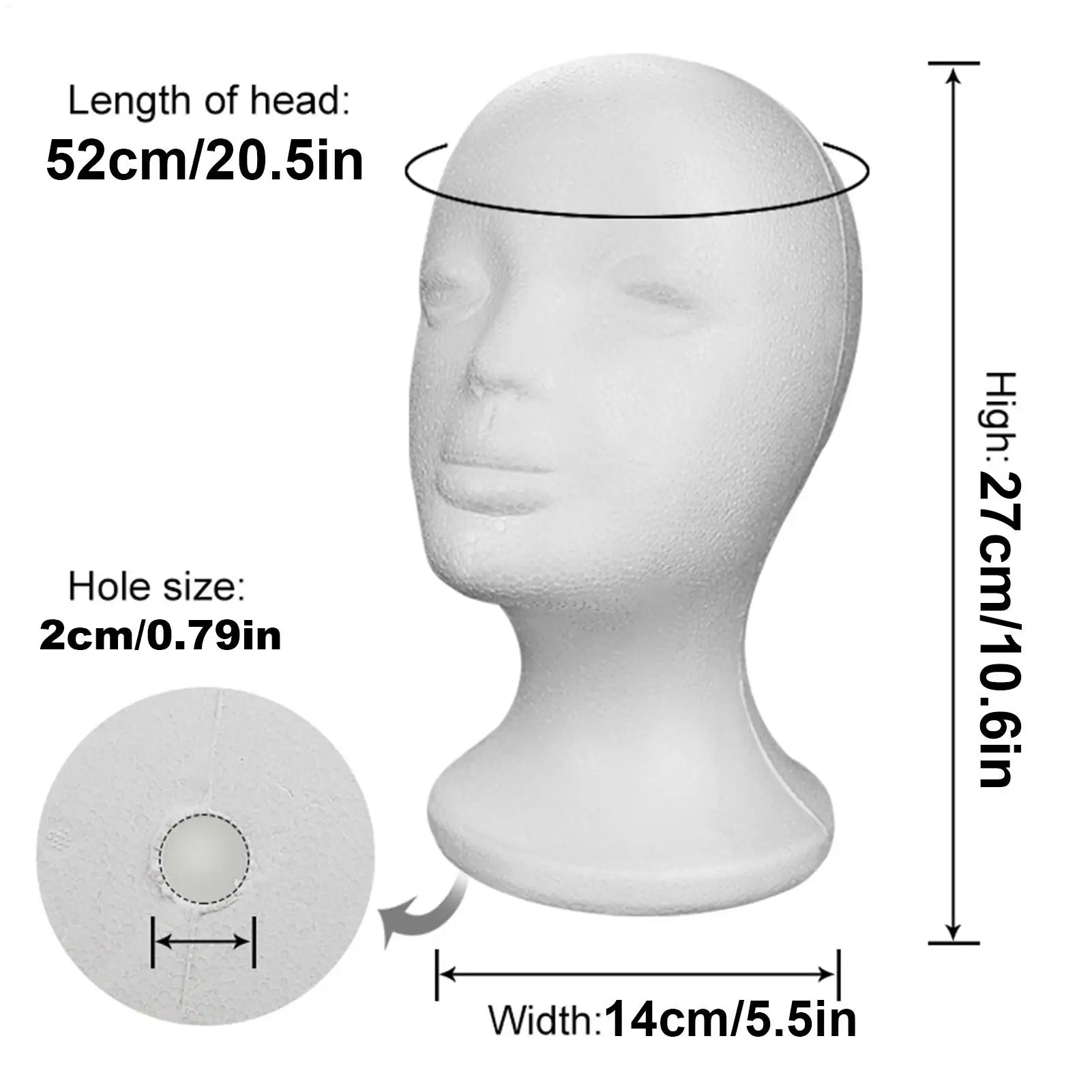 1 pz. Testa di manichino per parrucche, modello femminile in polistirolo, facile da usare, per esposizione di parrucche e accessori per capelli - immagine 6