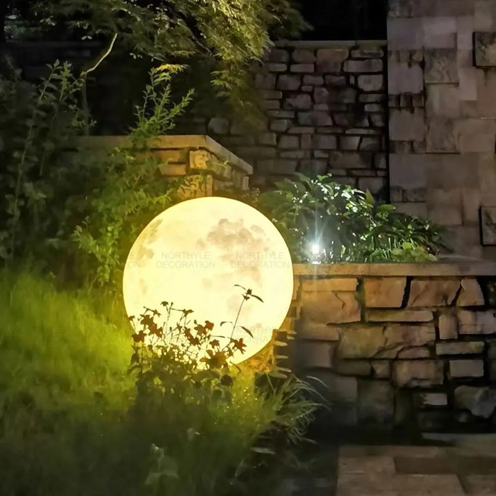 

Morden Fiberglass Moon LED Motif Landscape Light Home Garden Party Decoration Lights Solar Lamp Outdoor