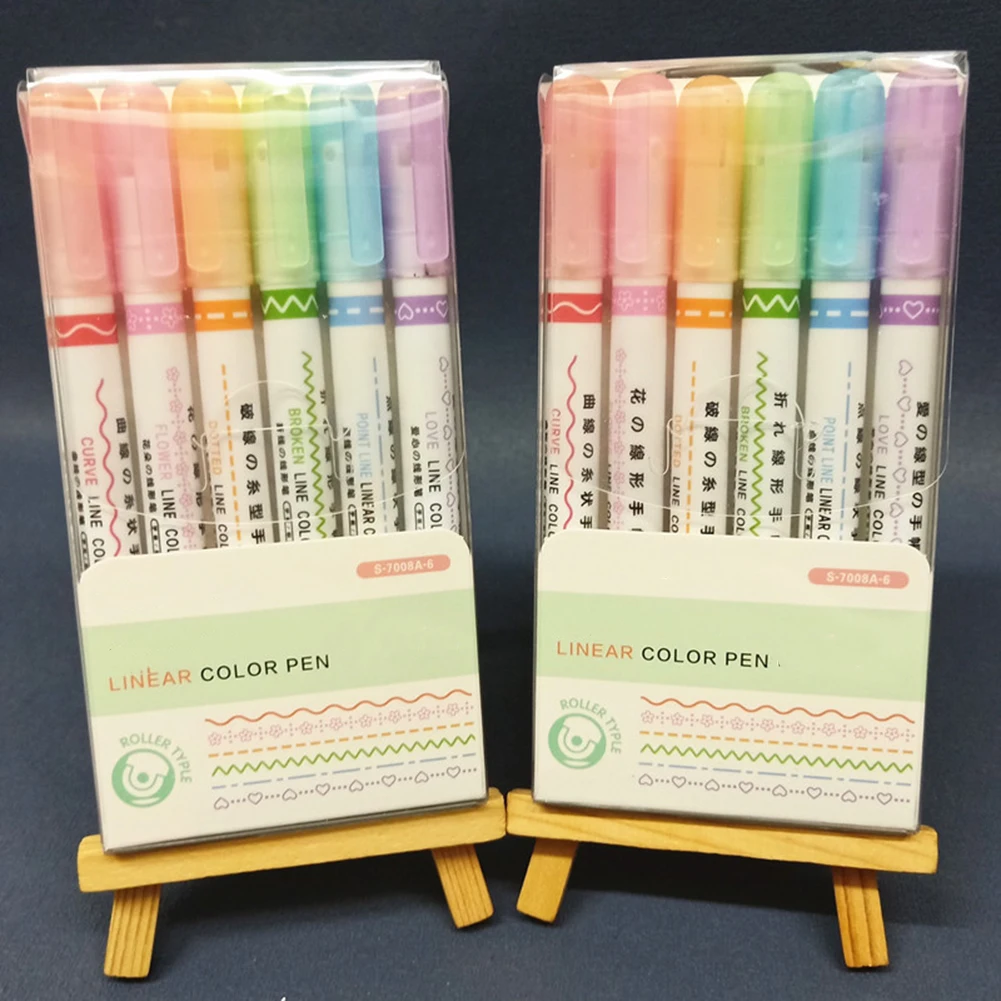 Curve Highlighter Pen Set Quick-drying Stamps Pen For Birthday New Years