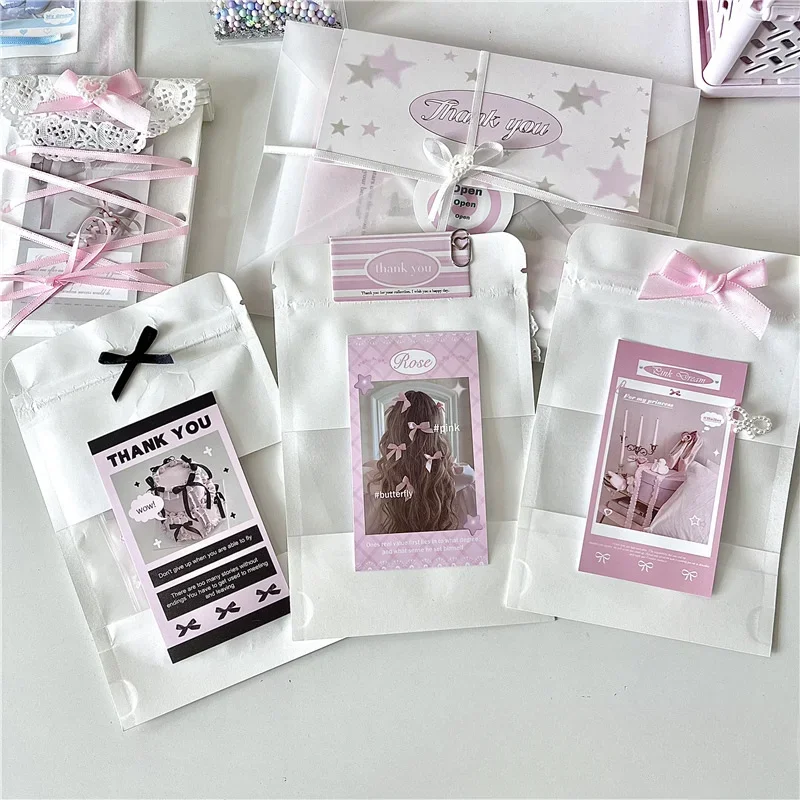 10pcs White kraft Paper Bags Star Photo Cards Packaging Storage Gift Wrapping Jewelry Packing Pouches Envelopes