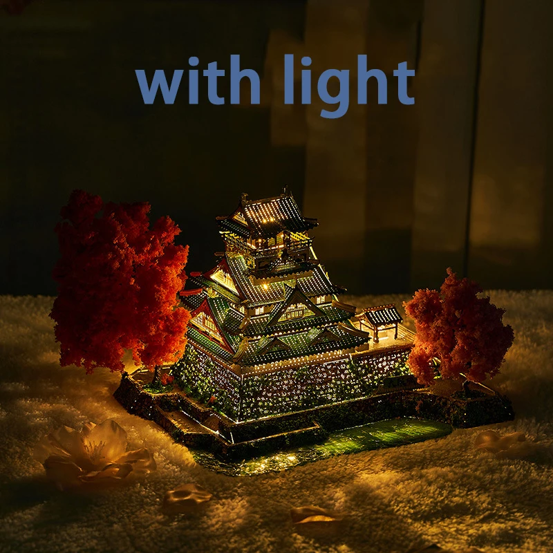 DIY 3D Metal Puzzle Osaka Castle with Light Casa Doll Houses Model