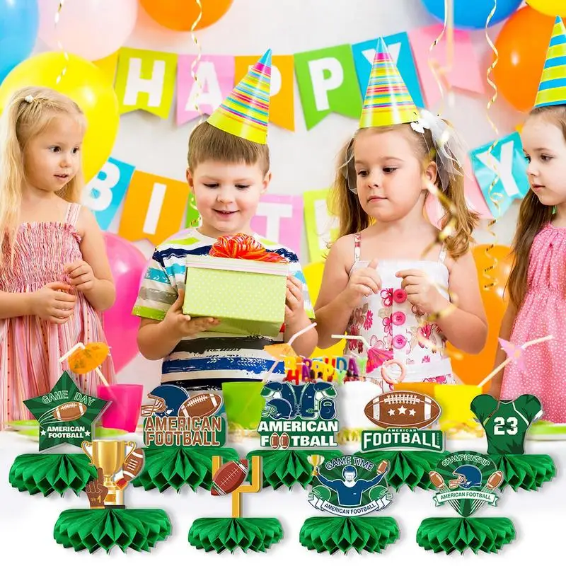 

9pcs Football Honeycomb Ball Sporting Soccer Theme Birthday Party Table Decor Football Honeycomb Centerpieces for Football Party