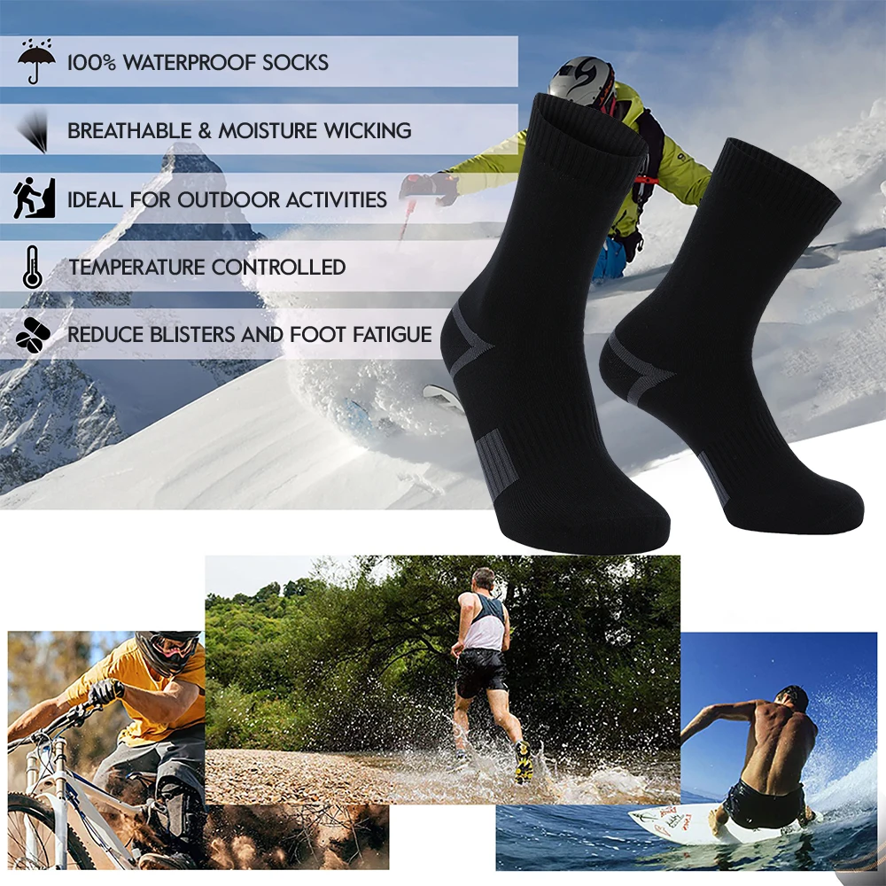 Men&rsquo;s Waterproof Hiking Socks Breathable Moisture Wicking Outdoor Athletic Hiking Wading Trail Running Skiing Warm Winter Socks