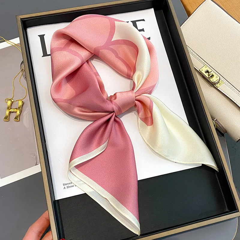 New Fashion Cat Print Satin Square Silk Scarf for Women Hand Bag Wrist Wraps Lady Scarves Shawl Neckerchief Foulard Luxury 2