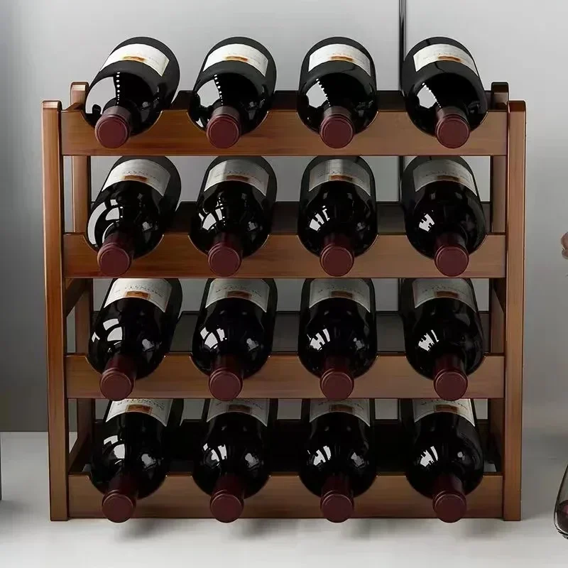 Red Wine Rack Decoration Household Grid Wine Display Rack Table Creative WineBottle rack Simple wine Cabinet Assemble StorageRac