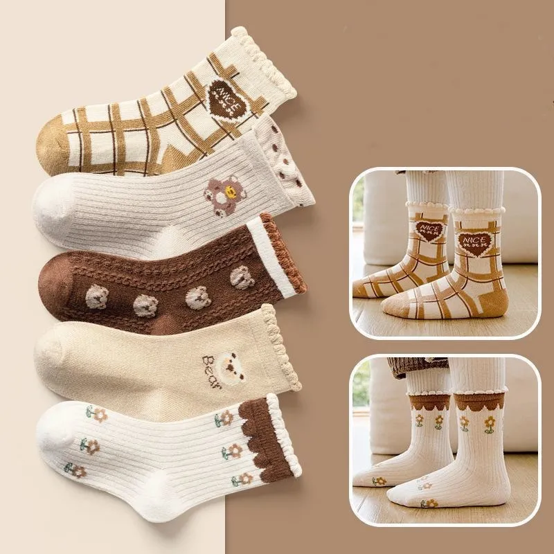 5 Pairs Cotton Kids Socks Warm Winter Socks For Baby Girls Cute Cartoon Newborn Toddler Casual Sport Boys 0-12 Yrs