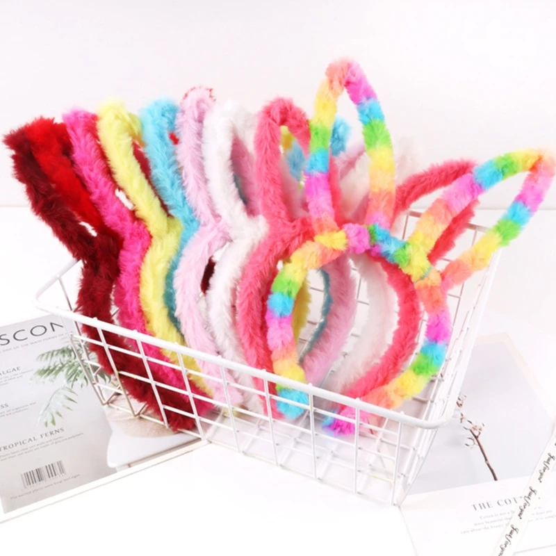 

Furry Bunny Ears Headband Plush Cartoon Rabbit Ears Hairband Party Performance Easter Costume Holiday Hair Accessories