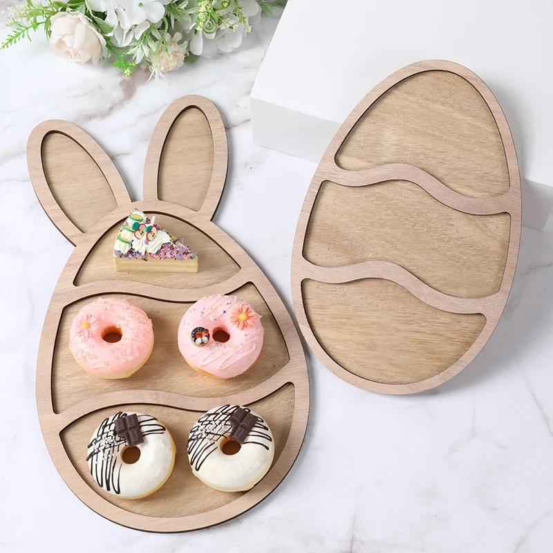 Ostern-Holzpalette, Lebensmittelteller, Holztablett, Osterhasen-Eier, Dekoration, 2025, Osterpartyzubehör, Frohe Ostern, Mitbringsel für Kinder – Detail 7