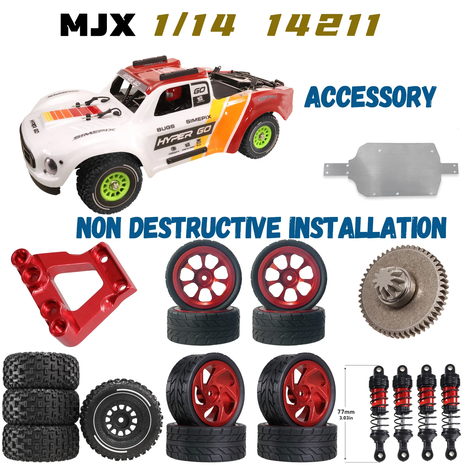 MJX RCカーパーツ – YOYOHOBBY ラジコンカーアクセサリー MJX用 ハイパーゴー1/14 14301 14302用 リモコン 車 改造 アクセサリー パーツ アップ