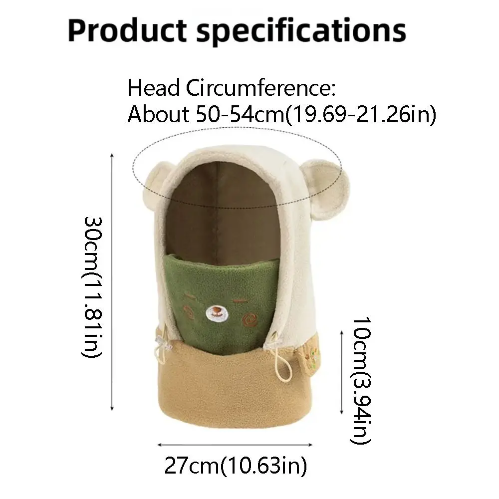 3 in 1 Cute Winter Hats Mask&Scarf Cartoon Balaclava Hat Neck Protection Windproof Cartoon Animal Beanie Hats Cold Weather