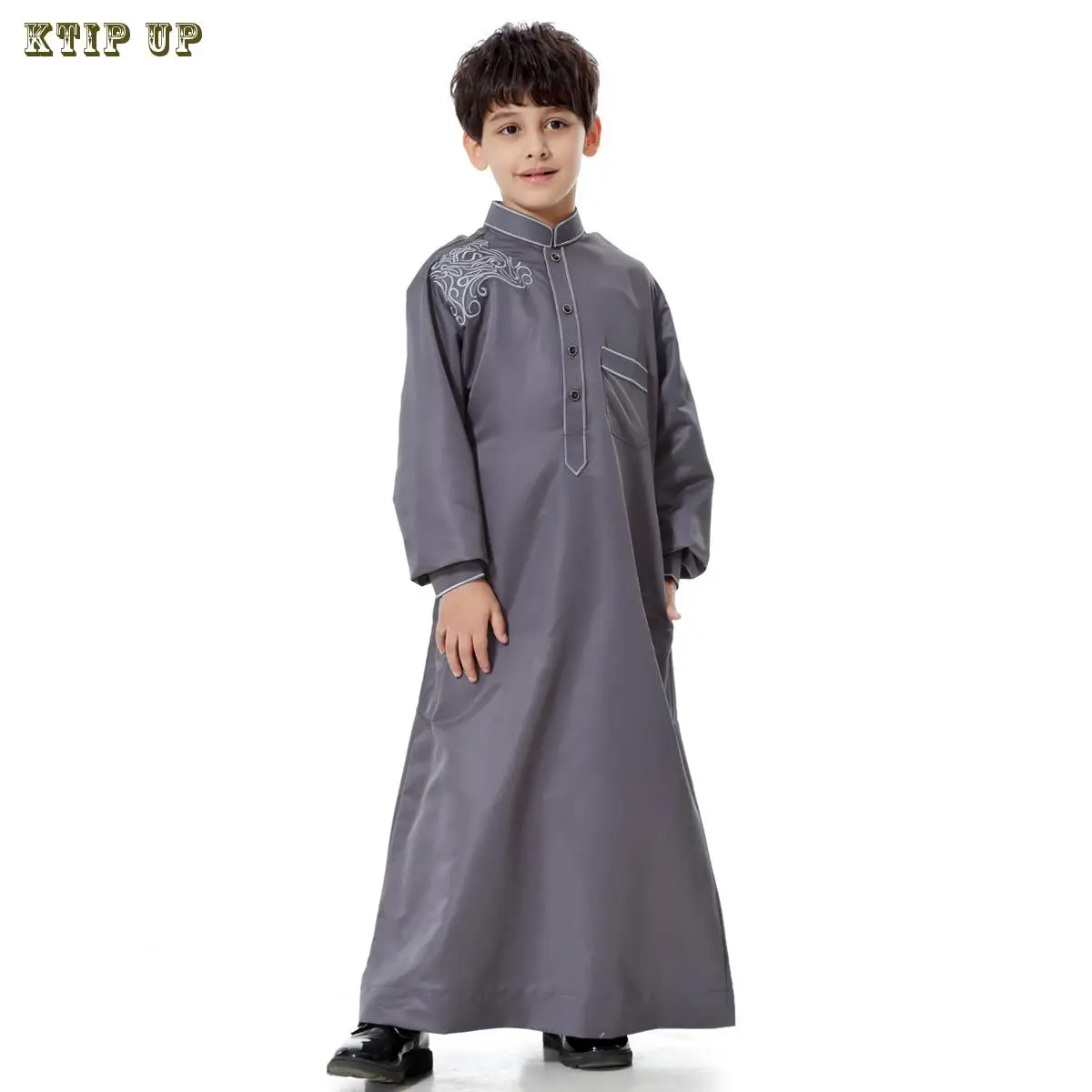 

Autumn Muslim Kids Abaya For Boys Jubba Thobe Long Sleeves Arab Teenagers Islamic Clothing Children Dubai Stripes Robe Kaftan
