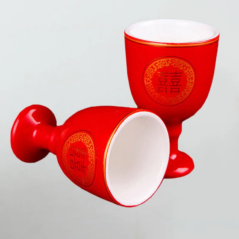 Traditional Chinese Style Wine Set, Wedding Celebration, Creative Ceramic Gift, Cross-Cupped Wine, Bar, Hotel, Coffee, Liquor