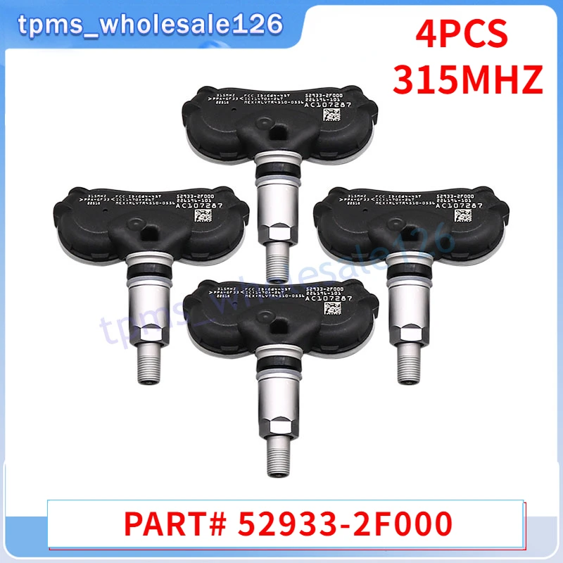 

Set Of 4 Tire Pressure Sensor TPMS 315MHZ 52933-2F000 For 2008-2012 Hyundai Genesis Accent 2004-2009 Kia Spectra Rio 529332F000