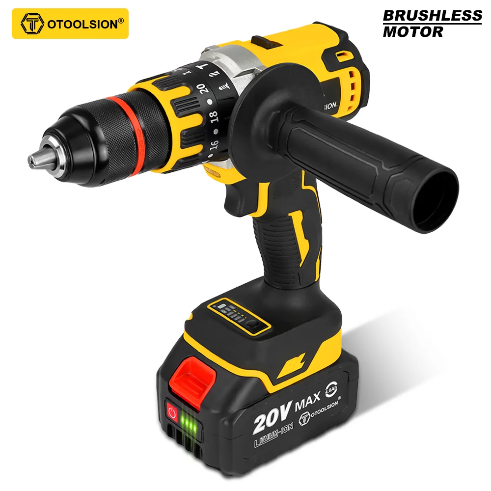 Brushless Electric Drill Cordless Screwdriver 13MM Chuck Impact Drill Wireless With Li-ion Battery Power Tool for Ice Fishing 20v brushless electric drill 13mm cordless screwdriver impact electric screwdriver for drilling concrete and ice fishing