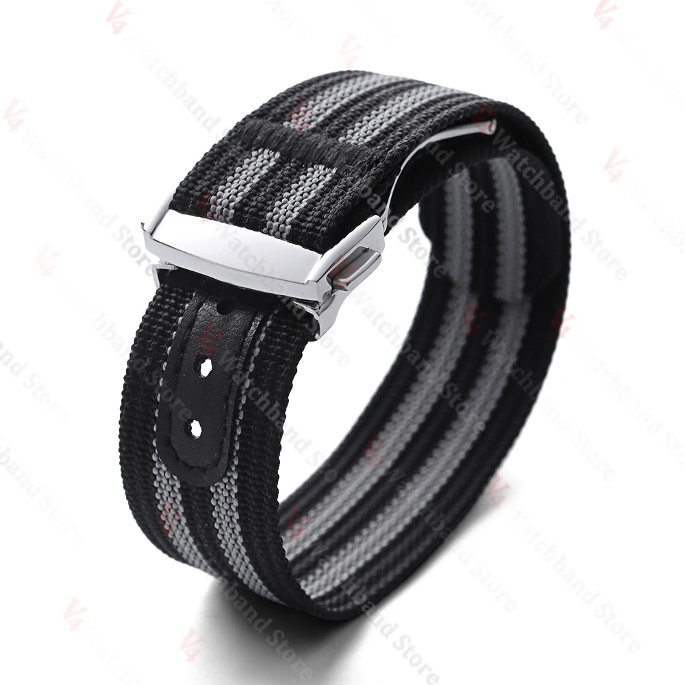 Black Gold Buckle Men's Sports Braided Nylon Watch Band 20mm
