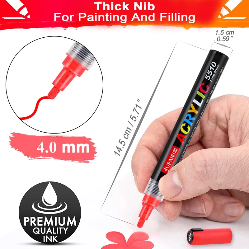 Rock Painting Marker Water-Based Acrylic Paint Pens, Art Supplies Drawing Graffitti Marking Pen for Canvas, Fabric, Wood, Glass