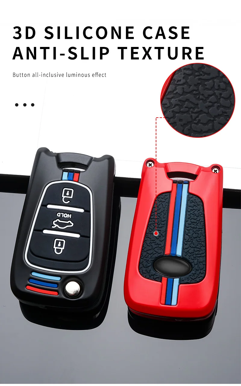 Lega Silicone 3 pulsanti Flip Cover telecomando portachiavi per Kia K2 K5 Pro Ceed HYUNDAI I20 I30 I40 copertura chiave auto SANTA - Sad29a057cf3340ac9fe866328805fd83K