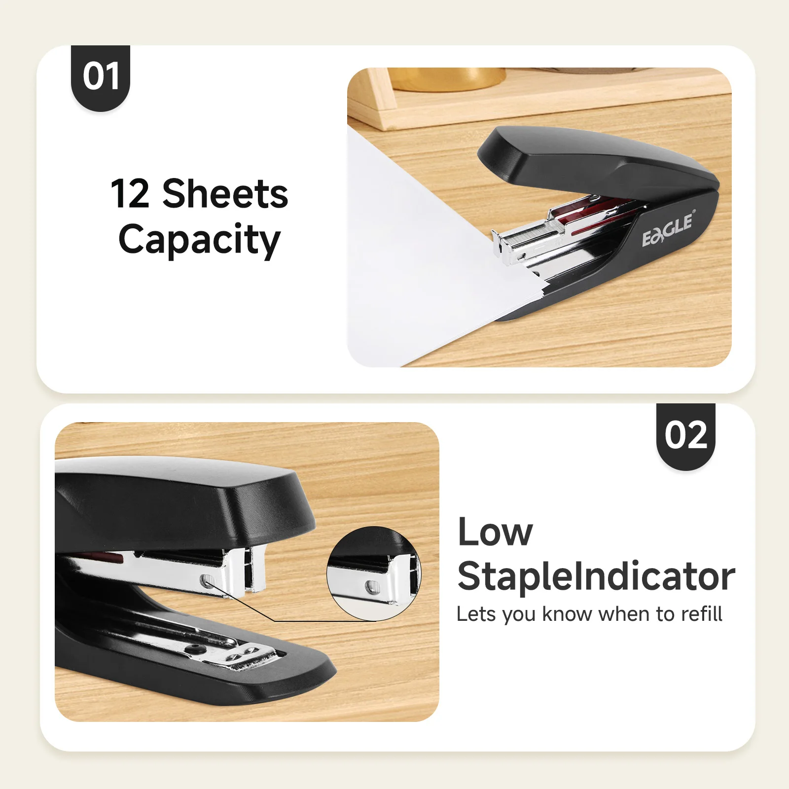 Eagle Mini Stapler With Staple Remover 12 Sheets Capacity School and Office Supplies