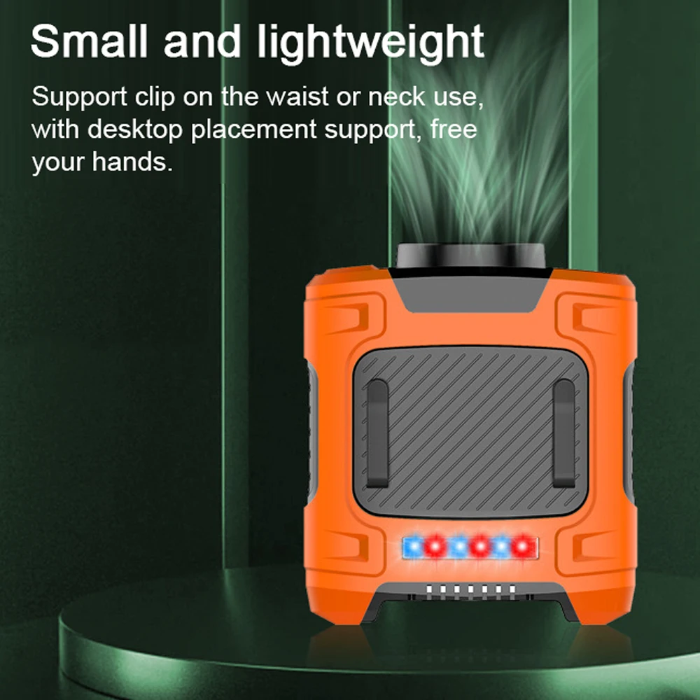 

Outdoor Portable Waist Clip Fan 10000MA Cooling Necklace Fan Power Bank with LED Light 3 Wind Speeds for Fishing Camping Hiking