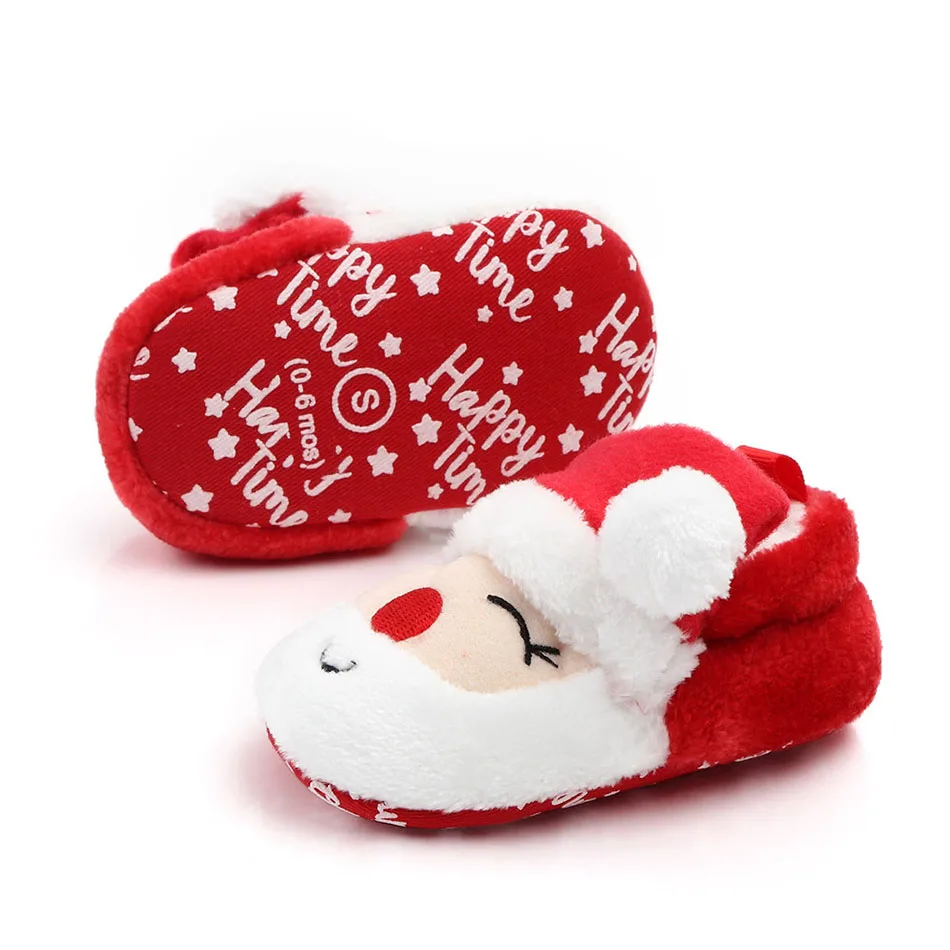 3-12 Months Boy Girl First Walker Toddler Santa Claus Elf Fashion Prewalker Baby Plush Winter Crib Shoes Newborn Christmas Shoes