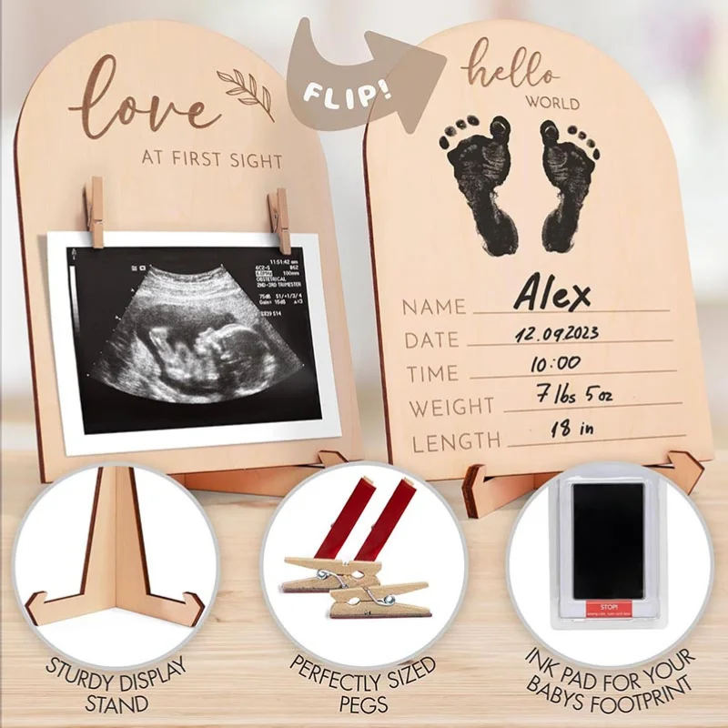 Baby Ultrasound wooden Photo Frame Sonogram Picture Frame Pregnancy Gift Baby Footprints of hands Keepsake For Couples New Moms ultrasound photo frame