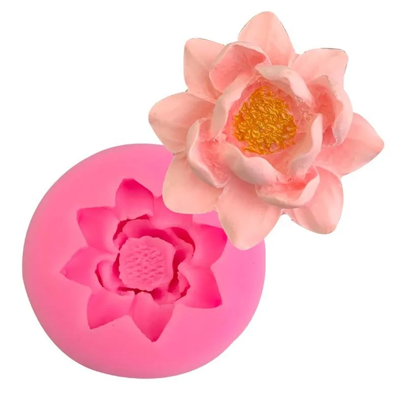3D Lotus Flowers Silicone Mold DIY Aroma Candles Gypsum Ornaments Molds Handmade Soap Making Supplies Kitchen Baking Candy Mold