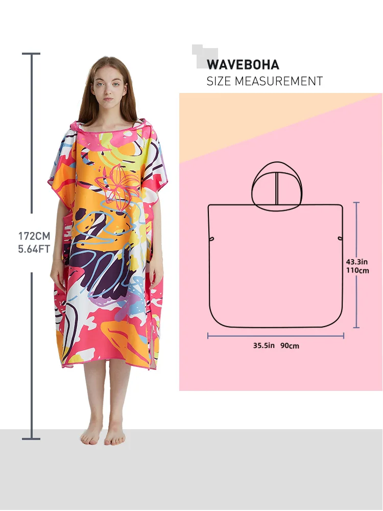 Surf Poncho Towel Poncho Quick-Dry Towel Hoodie Microfiber Beach Robe Changing Poncho Swim Towel Beach Poncho For Adults (A19) 5